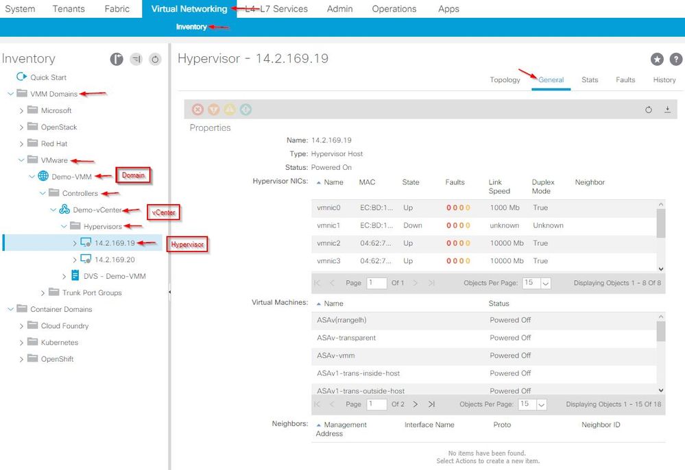 VMM domain integration with ACI and UCS B Series - Check the inventory of the VMM domain