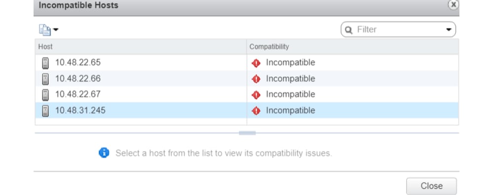 Incompatibele hosts