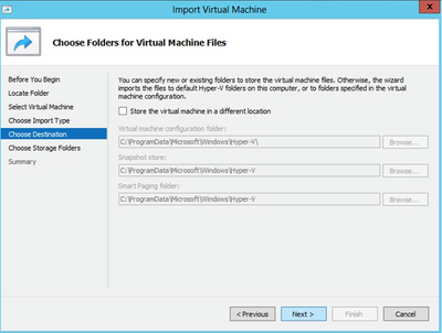 Choisir des dossiers pour les fichiers de machine virtuelle