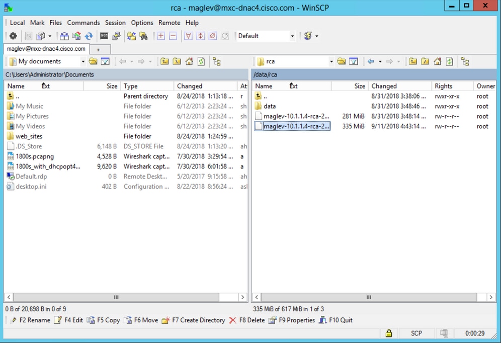 Cómo utilizar WinSCP para extraer RCA de Catalyst Center: acceda a la carpeta /data/rca