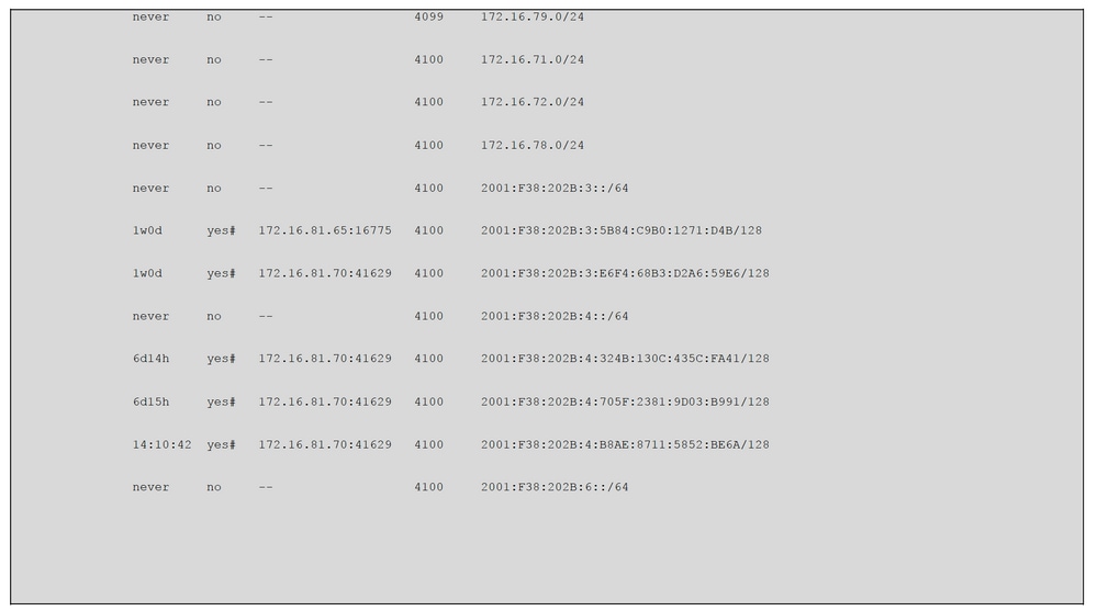 Commands to monitor the Control Plane for IPv6