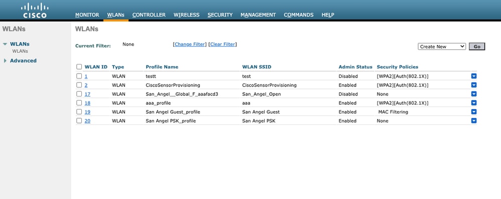 WLC GUI WLAN 구성 무선 LAN