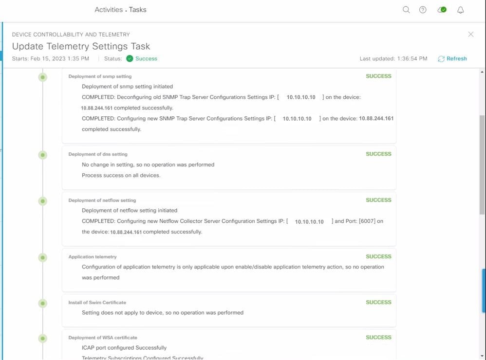 Tarefa de Provisionamento de Telemetria de Sucesso