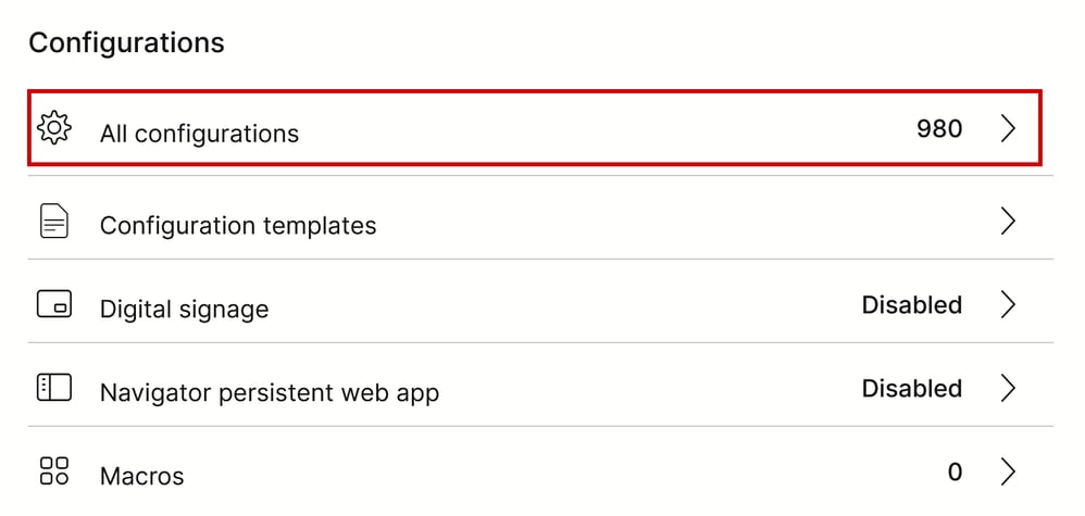 Section Endpoint Configuration dans Control Hub