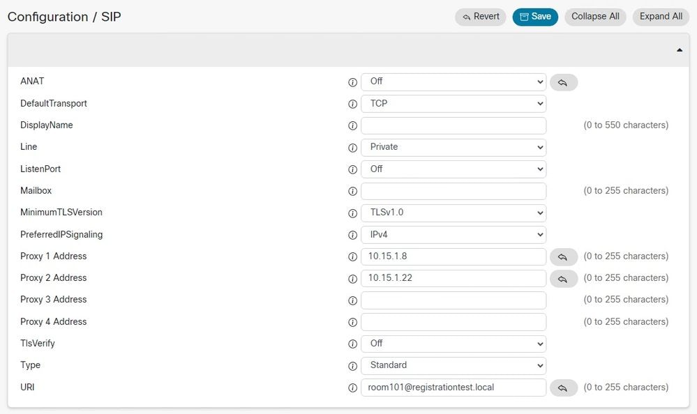 Configuración de SIP