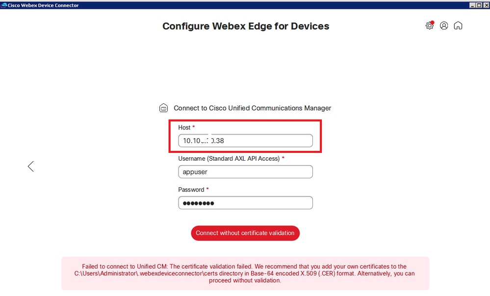 WDC connecting to cucm