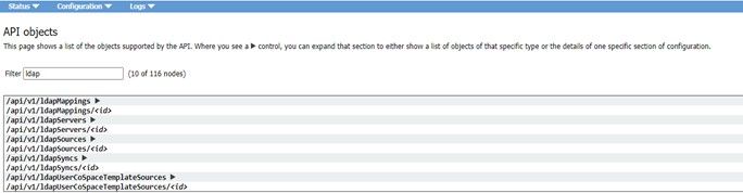 Integração LDAP do CMS - Parâmetros LDAP na API