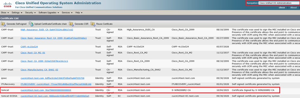 CUCM Tomcat Certificaat