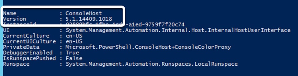 CLI Output ConsoleHost versión 5.1