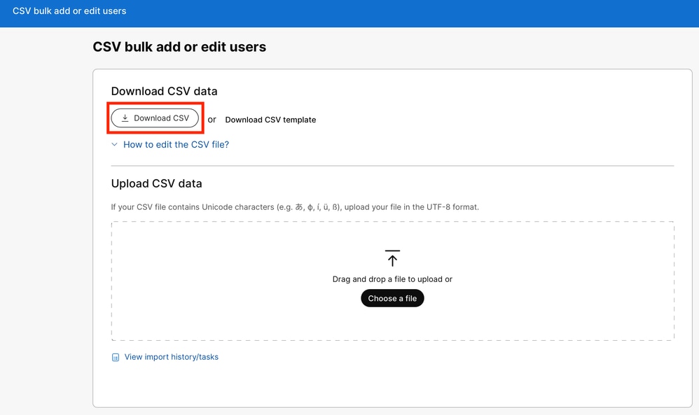 CSV-Datei für Benutzer