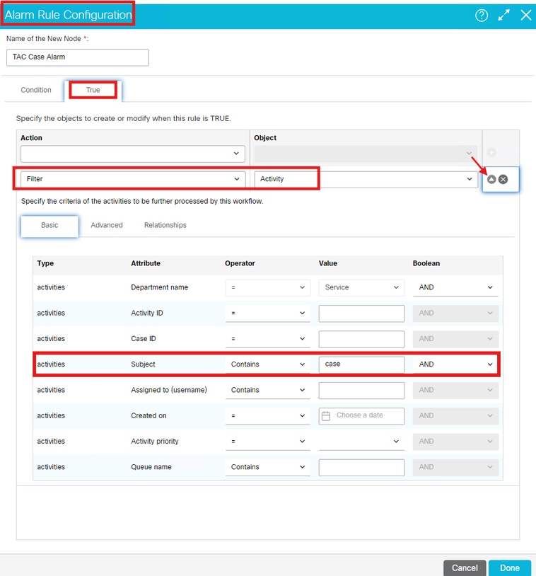 Configurar o fluxo de trabalho de alarme@ info: whatsthis