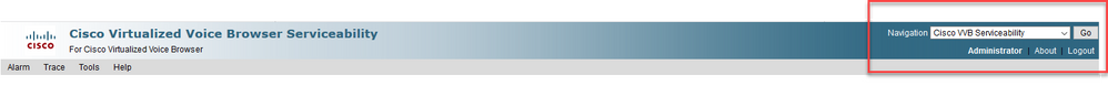 Navigate to Cisco VVB Serviceability Page