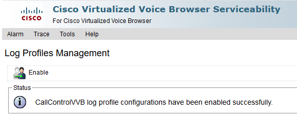 Cisco VVB Success Message for Verification