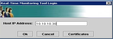 Cisco Real Time Monitor Tool (RTMT) Login – IP Address