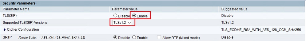 VVB Security Parameters