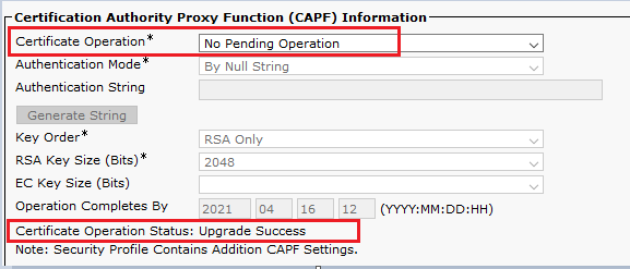 CAPF Information is Updated