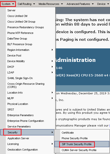 CUCM SIP Trunk Security Profile