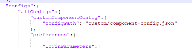 Alterações de configuração de componente personalizado em Template.json