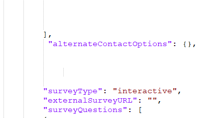 خيارات بديلة في Template.json