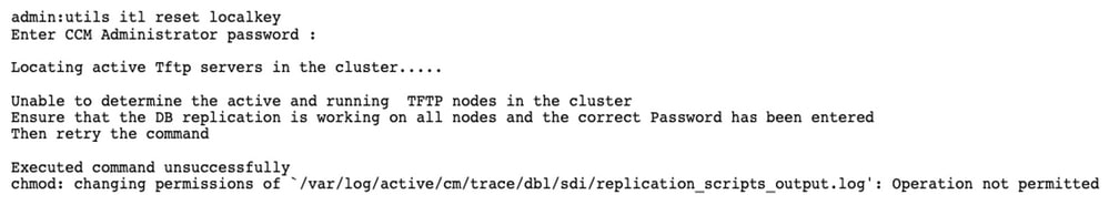 Reset Local Key Error