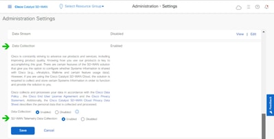 Collecte de données et connexion de données de télémétrie SD-WAN activée