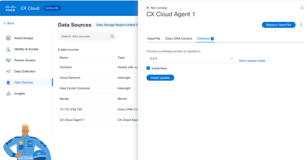 Vue détaillée de CX Cloud Agent