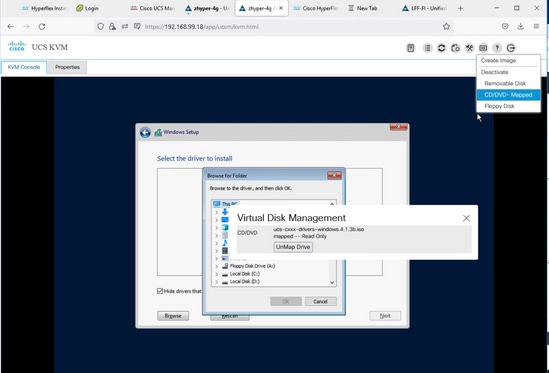 Boot from iscsi Target with MPIO - Map the UCS driver ISO