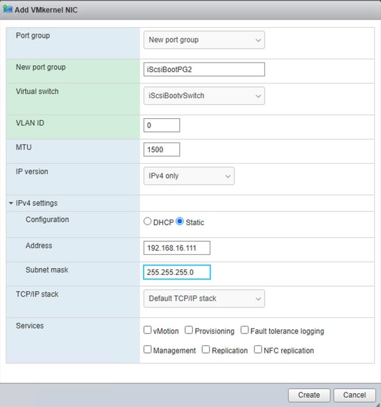 Boot from iscsi Target with MPIO - Add vmkernel nic