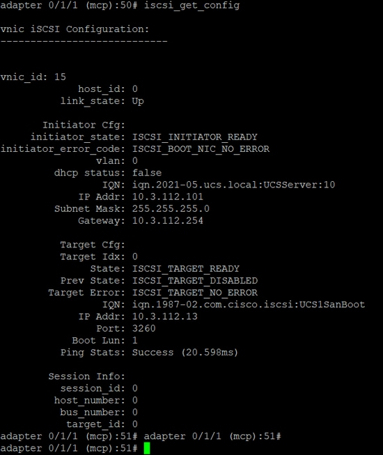 Troubleshoot isci boot on UCS - Working iscsi configuration