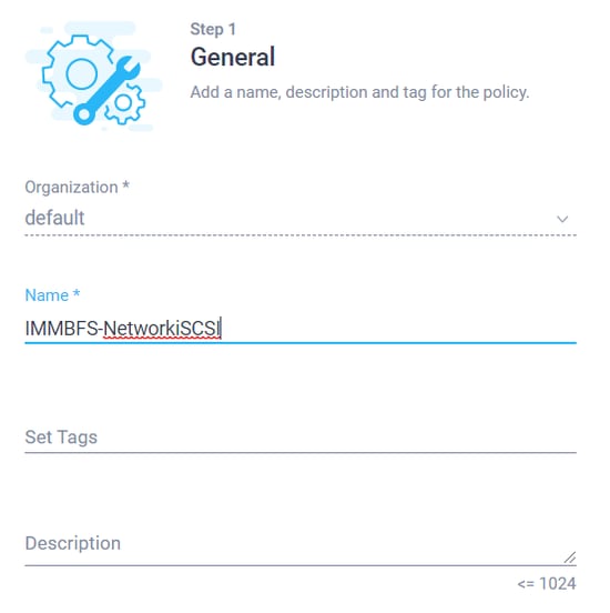 Configure IMM - Create new Network group policy