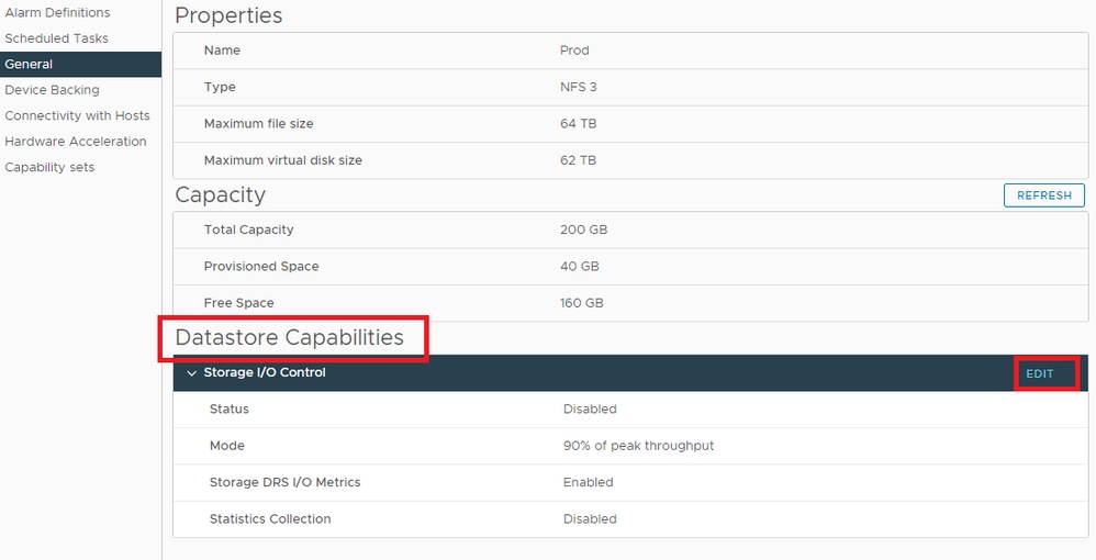 Edit datastore capabilities.