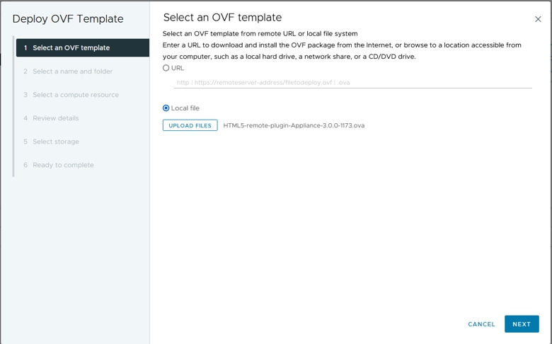 OVF 템플릿 선택