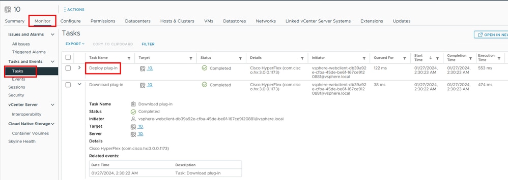 Verificar tarefas de Implantação no vCenter