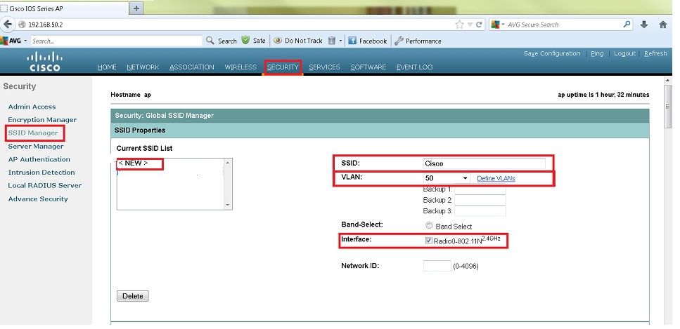 Erstellen einer SSID und Zuweisen des VLAN