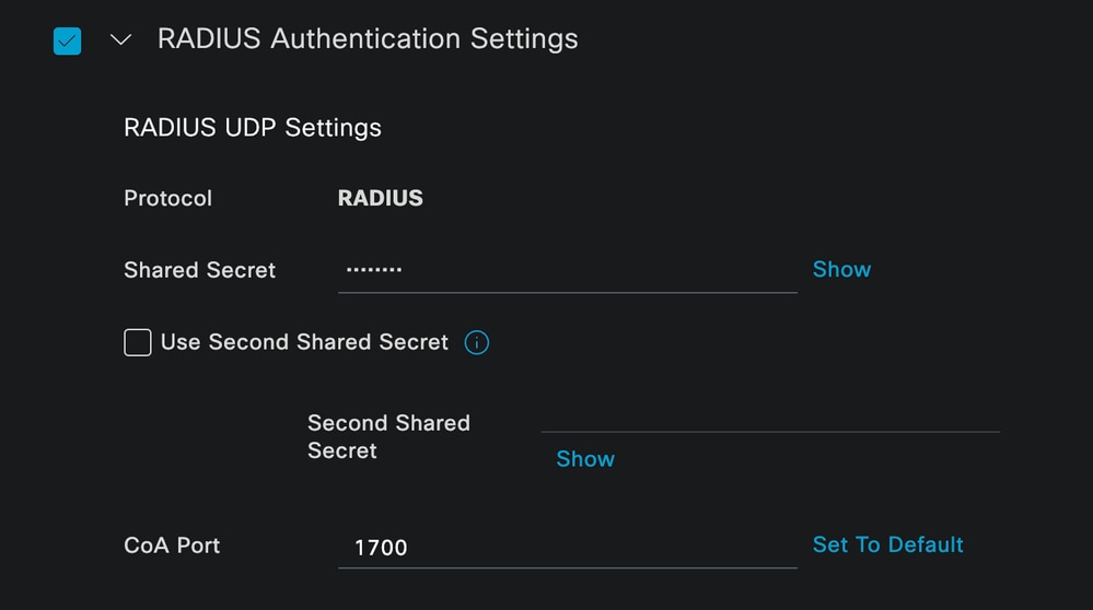 Configuração de RADIUS