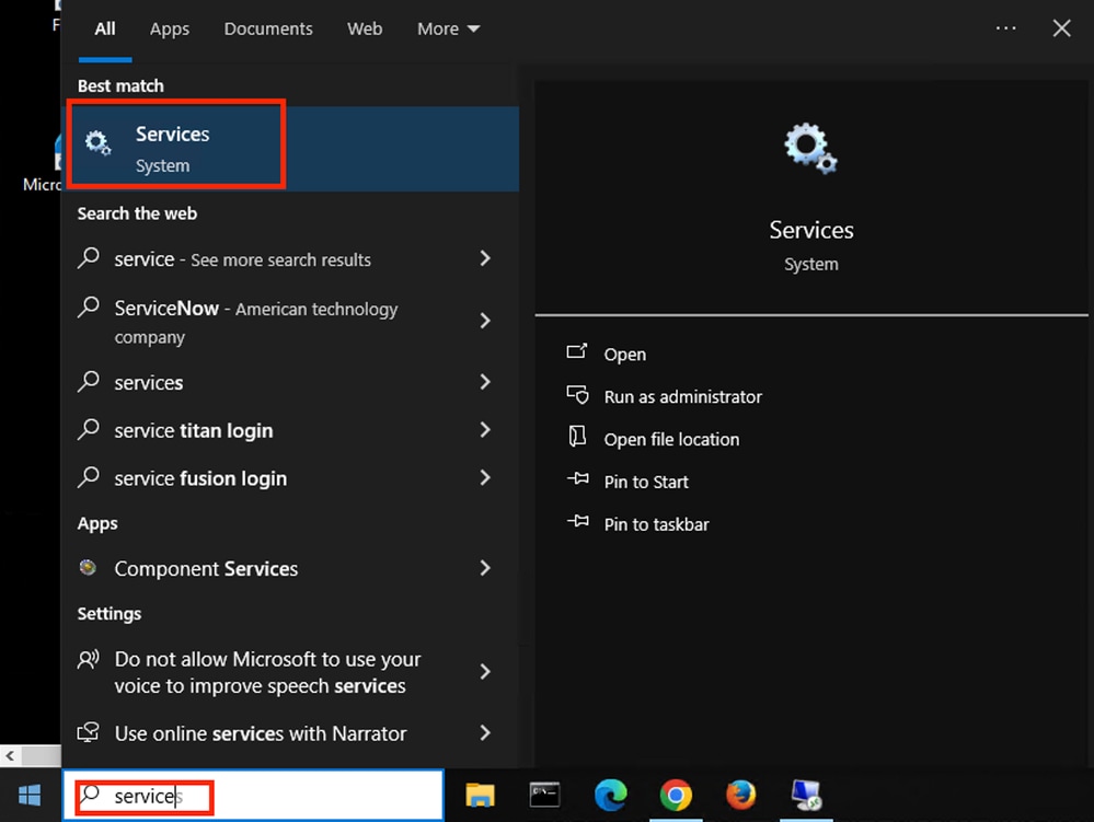 شريط Windows Search