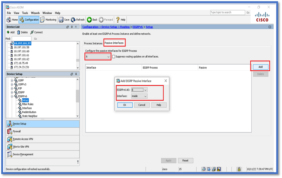 Passive Interfaces Configuration