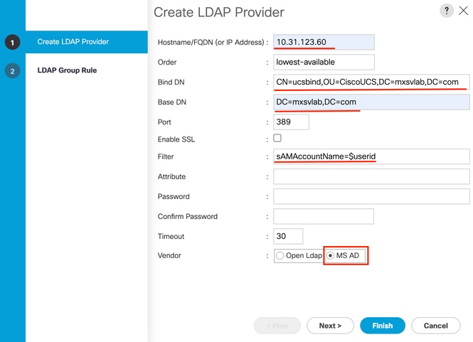 LDAP UCS set up GUI