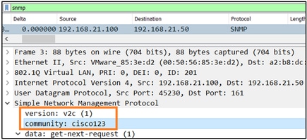 FTD SNMP - Opname-inhoud - communautaire waarden (SNMP v1 en 2c)