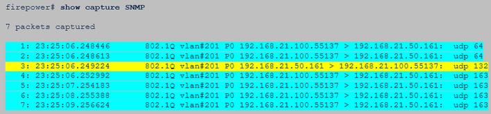 FTD SNMP - pakketvastlegging toont veel verzoeken en één antwoord