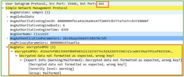 SNMP do FTD – Falha na descriptografia do Wireshark