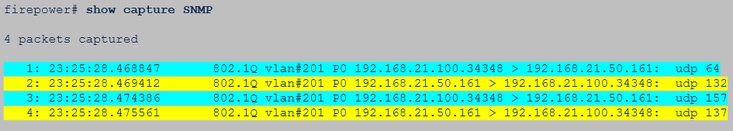 FTD SNMP - 封包擷取顯示多個要求和多個回覆