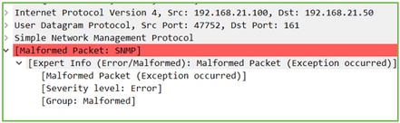 FTD SNMP - Wireshark 格式錯誤封包