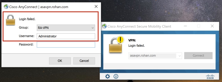 Cisco AnyConnect Login Failure