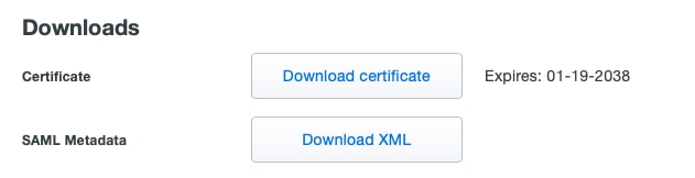 Descarga de metadatos SAML