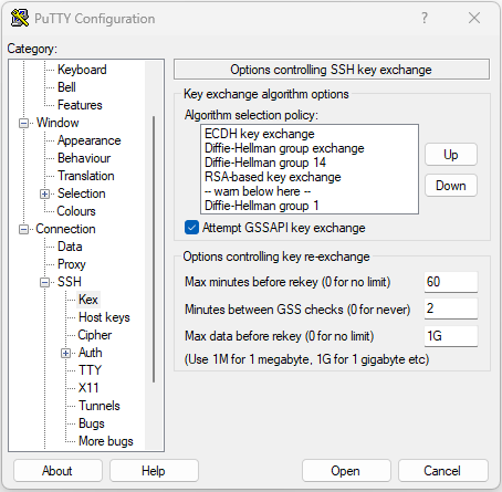 PuTTY SSH Options