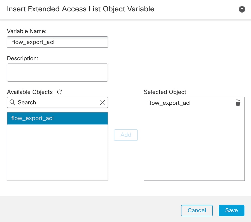 Clique em Insert Policy Object (Inserir objeto de política), Extended ACL Object (Objeto de ACL estendida) e Assign a Name (Atribuir um nome)