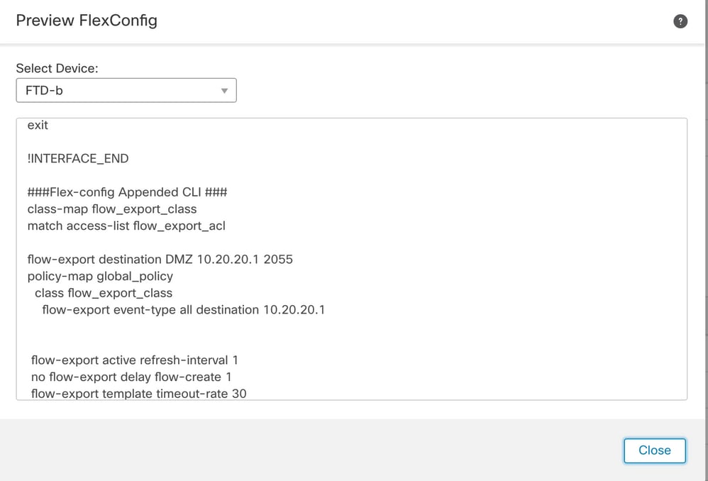 Select the FTD and Verify the Configuration