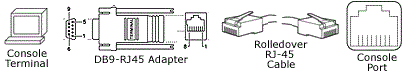 DB9-RJRT 어댑터-RJ-45 케이블로 롤오버됨