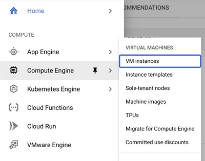 تحديد علامة التبويب مثيلات VM